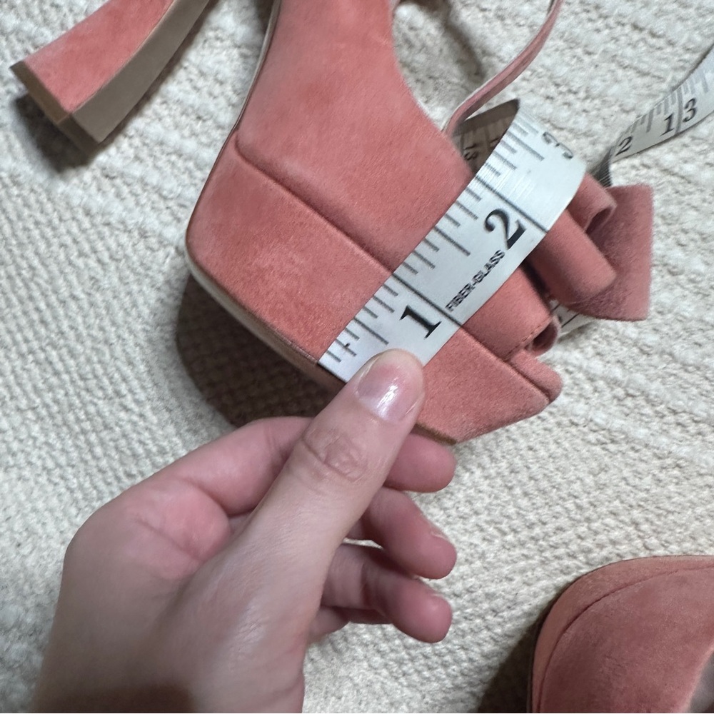 MIU MIU camelia pink suede leather Camoscio peep toe heels 38.5 Barbie - Picture 13 of 14